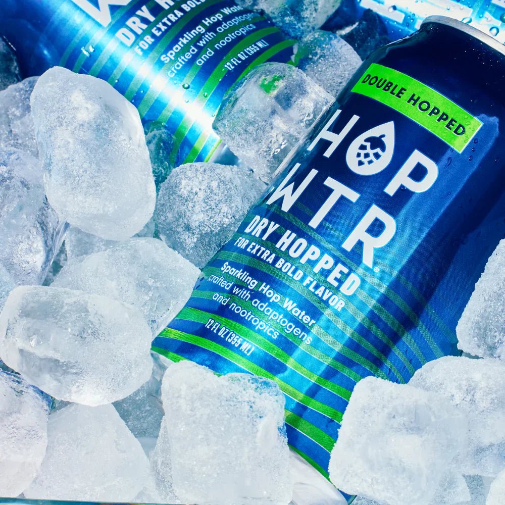 HOPWTR Double Hopped cans chilled in ice