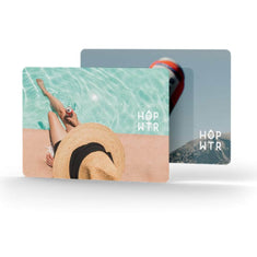HOPWTR gift cards with poolside and coastal designs