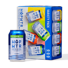 HOPWTR Variety 12-pack box with a Classic can in front