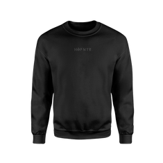 Black HOPWTR embroidered crewneck sweatshirt, front view